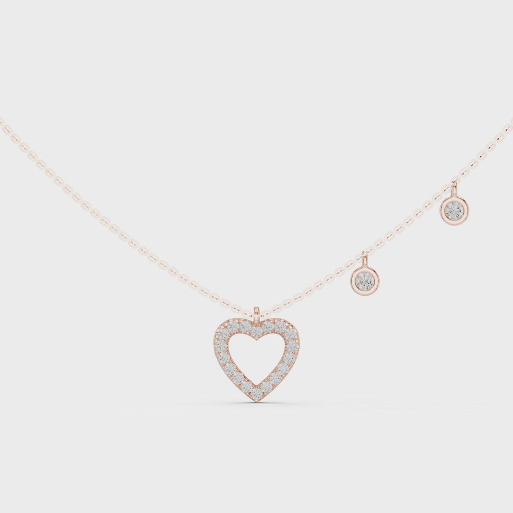 Stylish Diamond Heart Charm  Necklace.